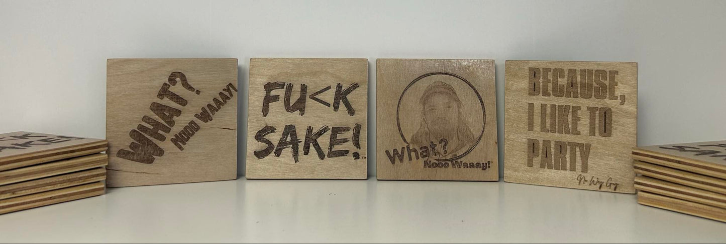 WNW wooden coasters set of 4